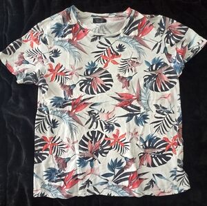 Zara Man Floral T-Shirt Tropical Print XL